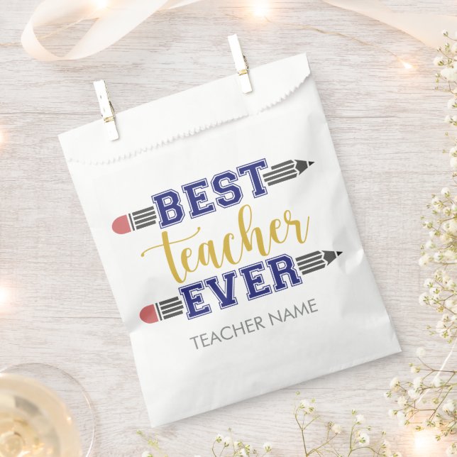 Personalized Best Teacher Ever - Customized Gift Favour Bag (Clipped)