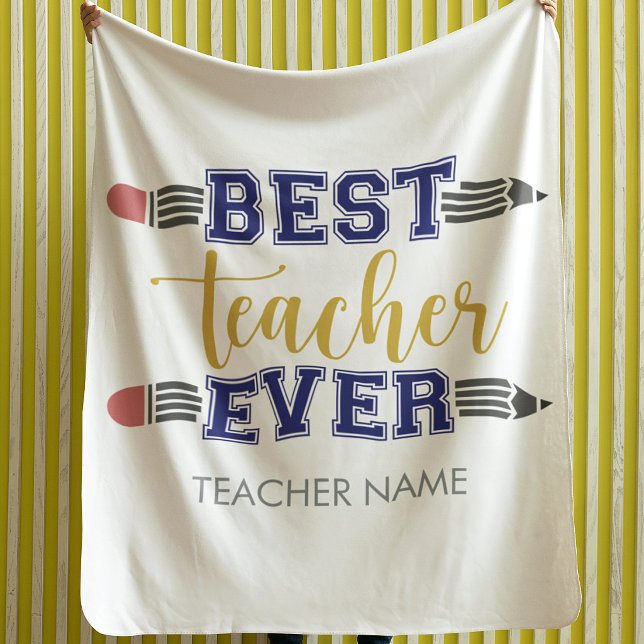 Personalized Best Teacher Ever - Customized Gift Fleece Blanket (Creator Uploaded)