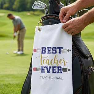 Personalized Best Teacher Ever - Customized Gift Golf Towel