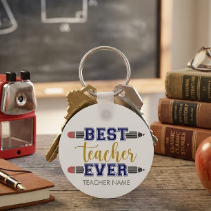 Personalized Best Teacher Ever - Customized Gift Keychain