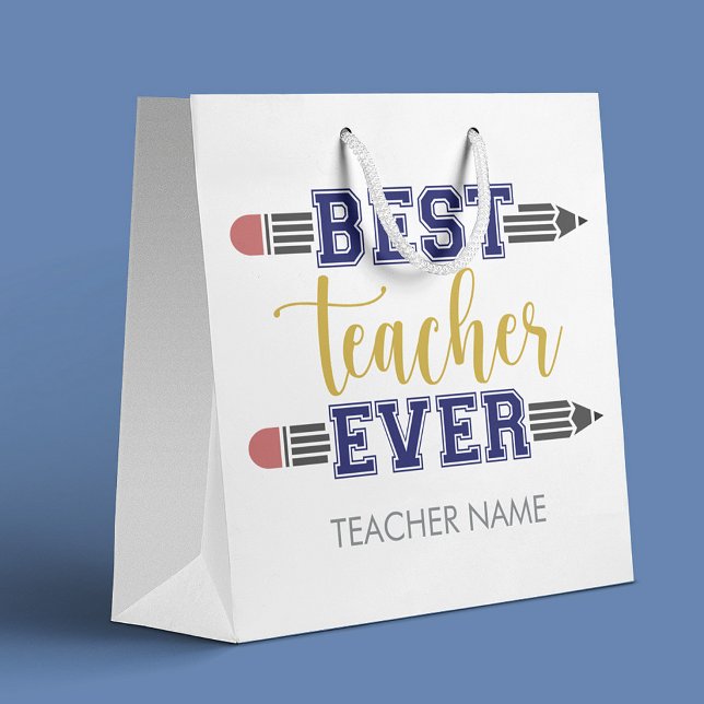 Personalized Best Teacher Ever - Customized Gift Large Gift Bag (Creator Uploaded)
