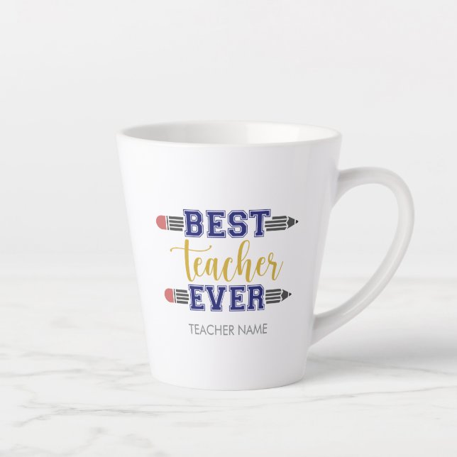 Personalized Best Teacher Ever - Customized Gift Latte Mug (Right)