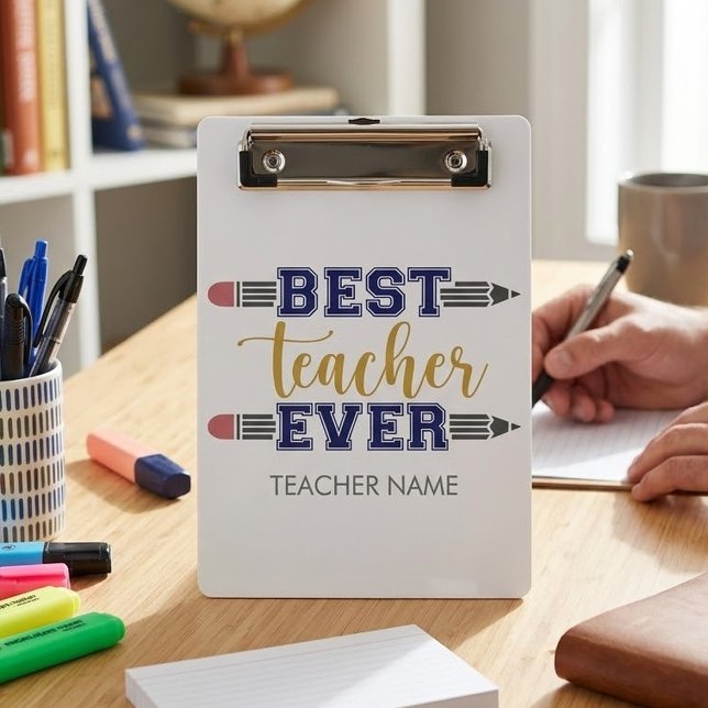 Personalized Best Teacher Ever - Customized Gift Mini Clipboard (Creator Uploaded)