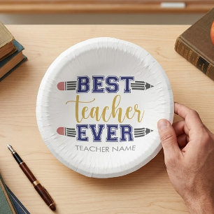Personalized Best Teacher Ever - Customized Gift Paper Plate