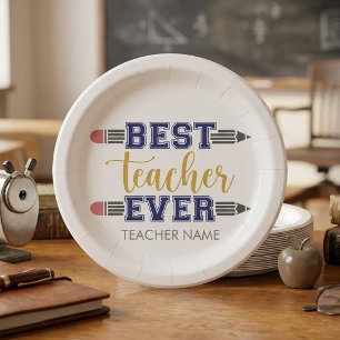 Personalized Best Teacher Ever - Customized Gift Paper Plate