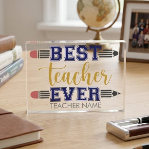 Personalized Best Teacher Ever - Customized Gift Photo Block