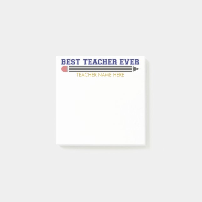 Personalized Best Teacher Ever - Customized Gift Post-it Notes (Front)