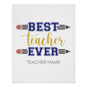 Personalized Best Teacher Ever - Customized Gift Poster