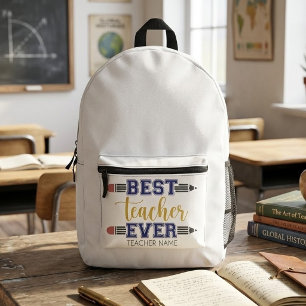 Personalized Best Teacher Ever - Customized Gift Printed Backpack