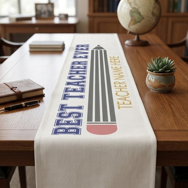 Personalized Best Teacher Ever - Customized Gift Short Table Runner (Creator Uploaded)