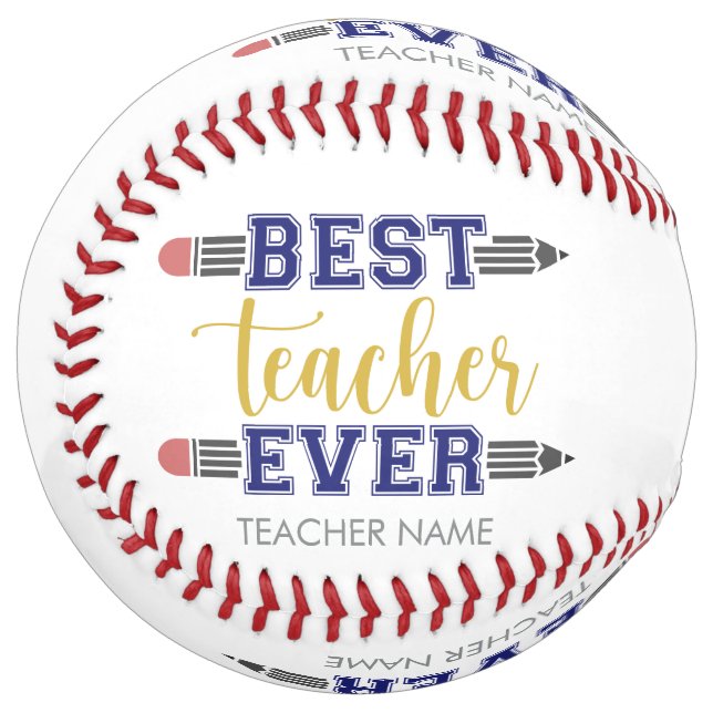 Personalized Best Teacher Ever - Customized Gift Softball (Front Left)