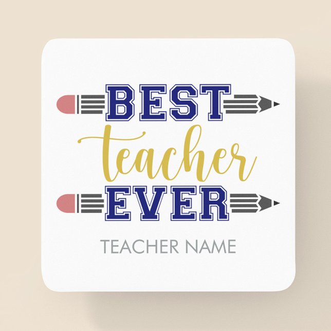 Personalized Best Teacher Ever - Customized Gift Square Paper Coaster (Creator Uploaded)