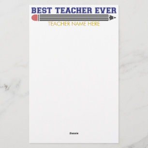 Personalized Best Teacher Ever - Customized Gift Stationery
