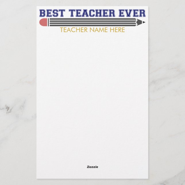 Personalized Best Teacher Ever - Customized Gift Stationery (Back)