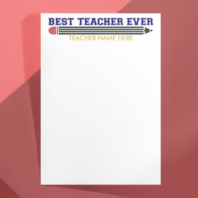 Personalized Best Teacher Ever - Customized Gift Stationery (Creator Uploaded)
