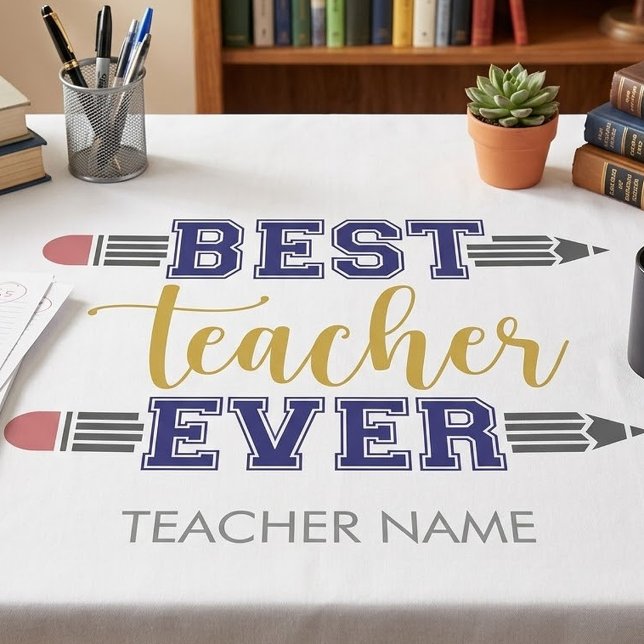 Personalized Best Teacher Ever - Customized Gift Tablecloth (Creator Uploaded)