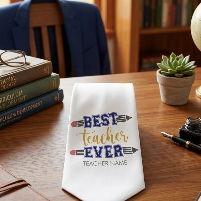 Personalized Best Teacher Ever - Customized Gift Tie (Creator Uploaded)