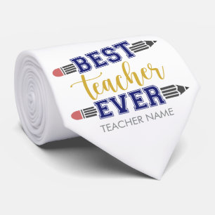 Personalized Best Teacher Ever - Customized Gift Tie