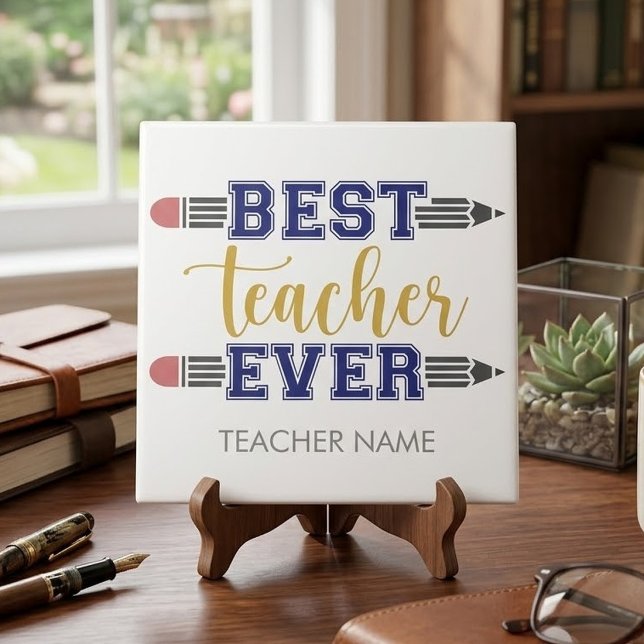 Personalized Best Teacher Ever - Customized Gift Tile (Creator Uploaded)