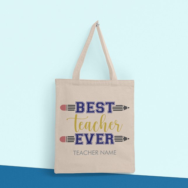 Personalized Best Teacher Ever - Customized Gift Tote Bag (Creator Uploaded)