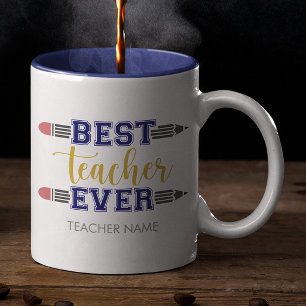 Personalized Best Teacher Ever - Customized Gift Two-Tone Coffee Mug