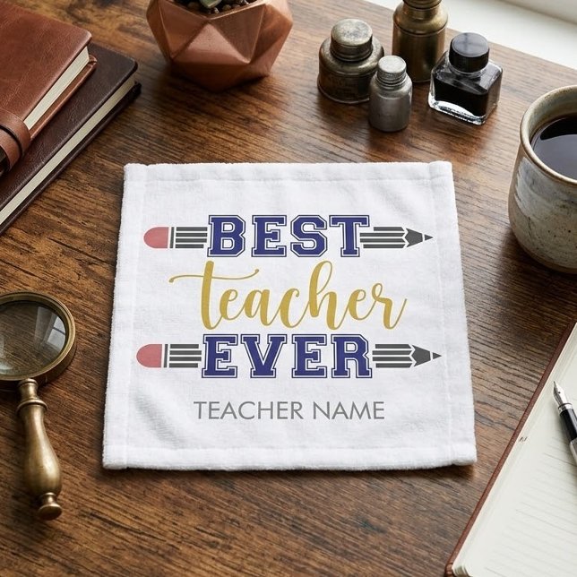 Personalized Best Teacher Ever - Customized Gift Wash Cloth (Creator Uploaded)