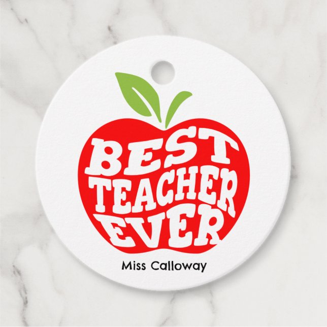 Personalized Best Teacher Ever Favour Tags (Front)