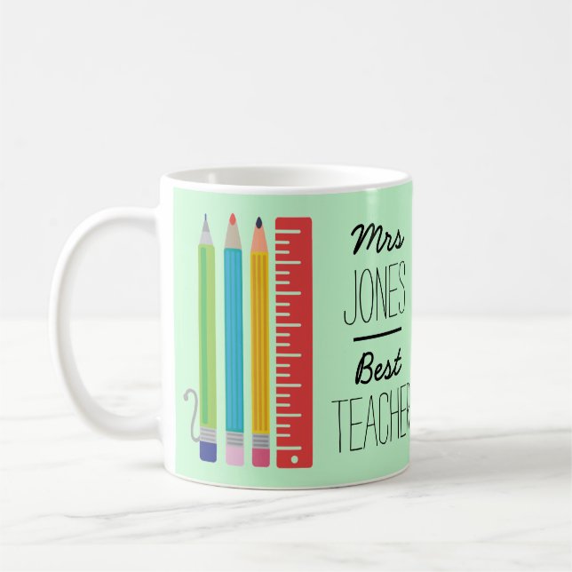 Personalized Best Teacher Pencil Mug (Left)