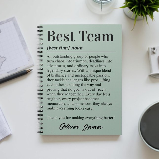 Personalized Best Team Definition Appreciation Notebook (Creator Uploaded)