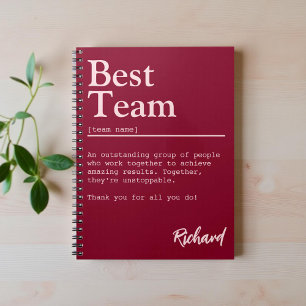 Personalized Best Team Definition Burgundy Office Notebook