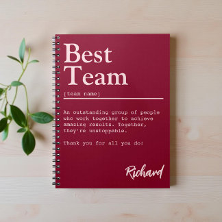 Personalized Best Team Definition Burgundy Office Notebook