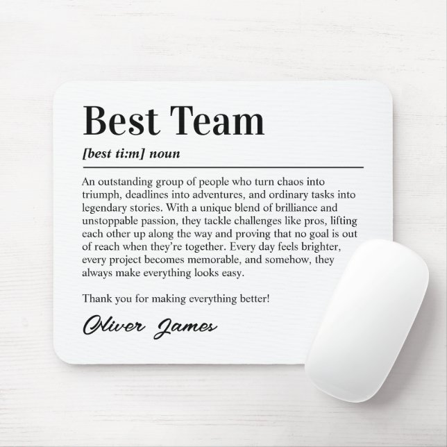 Personalized Best Team Definition Office Thank You Mouse Pad (With Mouse)