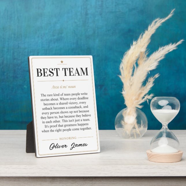 Personalized Best Team Dictionary Definition Desk Plaque (Side)