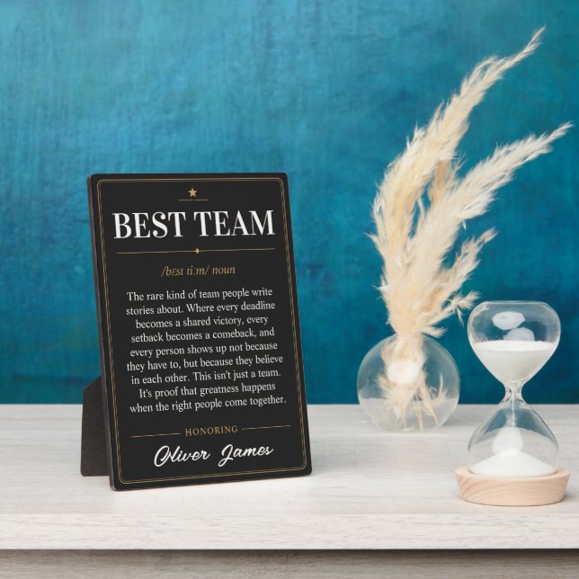 Personalized Best Team Dictionary Definition Plaque (Side)