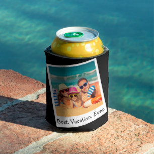 Personalized Best Vacation Ever Photo Black Can Co Cooler