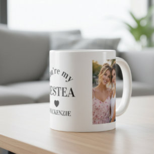 Personalized Bestea (bestie + tea) text 2 photos Coffee Mug