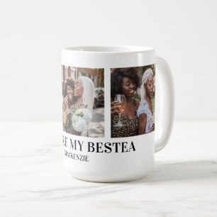 Personalized Bestea (bestie + tea) text 3 photos Coffee Mug