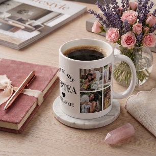 Personalized Bestea (bestie + tea) text 8 photos Coffee Mug