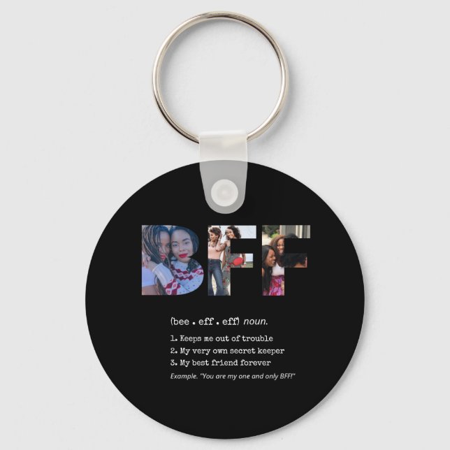 Personalized Bestie BFF Best Friends Photo Collage Keychain (Front)