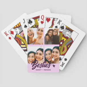 Personalized Bestie Forever Photo Collage  Playing Cards