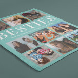 Personalized Bestie Gift | Best Friend Fleece Blanket<br><div class="desc">Personalized friendship fleecy blanket featuring a stylish teal background that can be changed to any colour,  9 photos of you and your bestie,  and a cute best friend quote.</div>