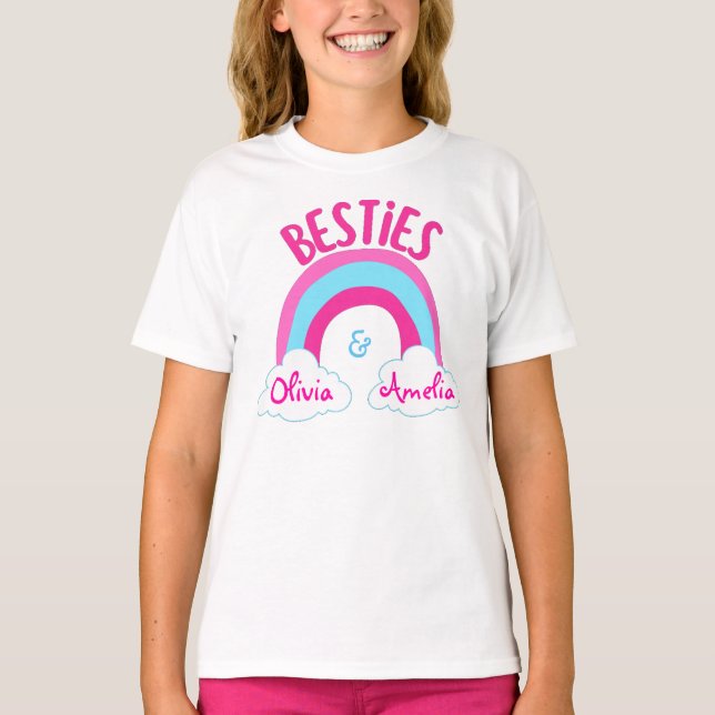 Personalized Besties BFF Best Friends T-Shirt (Front)