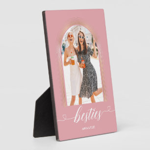 Personalized BESTIES BFF Gifts Pink Gold Cute Plaque