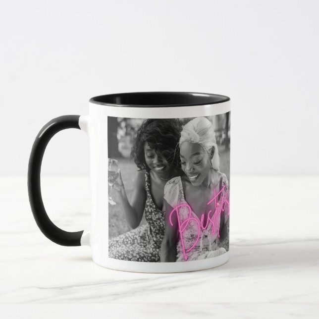 Personalized "Besties" Black and White Photo Mug (Left)