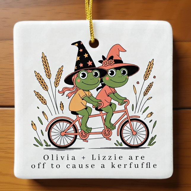 Personalized Besties Frogs Kerfuffle Ceramic Ornament (Creator Uploaded)