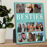 Personalized Besties Gift | Best Friend Plaque<br><div class="desc">Personalized friendship photo plaque featuring a stylish teal background that can be changed to any colour,  9 pictures of you and your bestie,  and a cute best friend quote.</div>