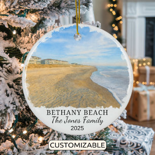 Personalized Bethany Beach Ornament, Delaware Ceramic Ornament