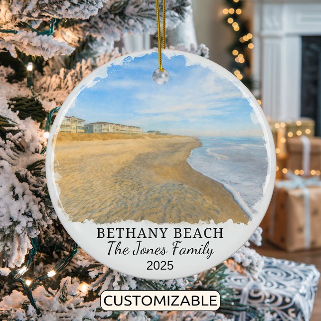 Personalized Bethany Beach Ornament, Delaware Ceramic Ornament (Creator Uploaded)