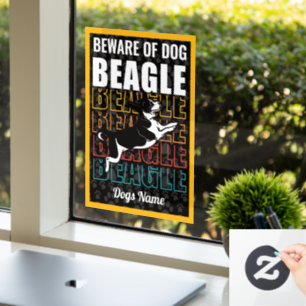 Personalized Beware of Dog Beagle Warning Window Cling