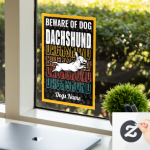 Personalized Beware of Dog Dachshund Warning Window Cling